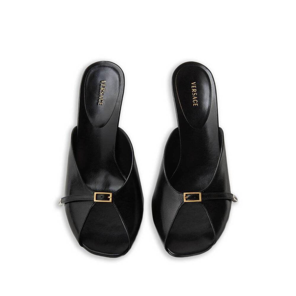 NEW VERSACE women's nyx leather mules in black - Picture 4 of 5